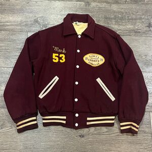 Vintage 70s Maple Athletic Varsity Letterman Jacket Somerdale Chargers Small